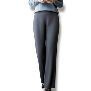 By JJ Pull On Straight Leg Dark Gray Stretch Pants Elastic Waist Size M